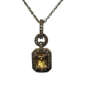 Golden Topaz And Sterling Silver Halo Pendant Necklace
